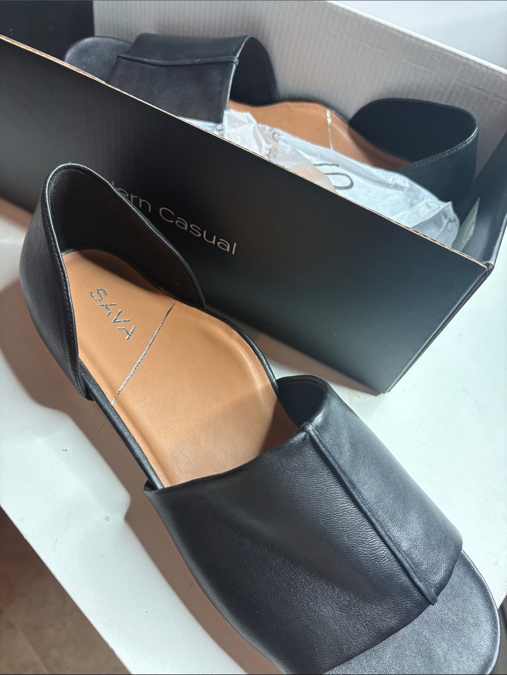 Sava X SoftWalk Black Open-Toe D'Orsay Mule with Tan Insole